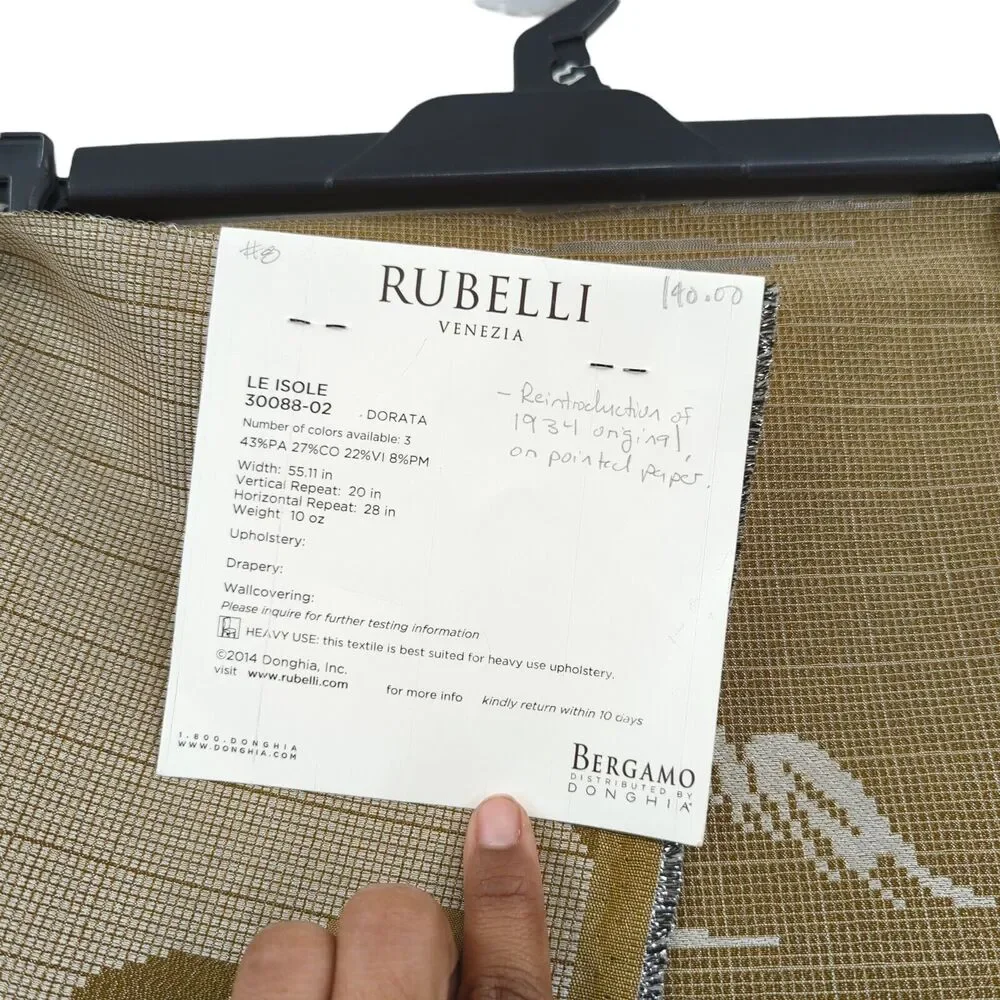 RUBELLI Le Isole Sample Fabric Dorata Brown Metallic Upholstery 35 x 27 in NEW